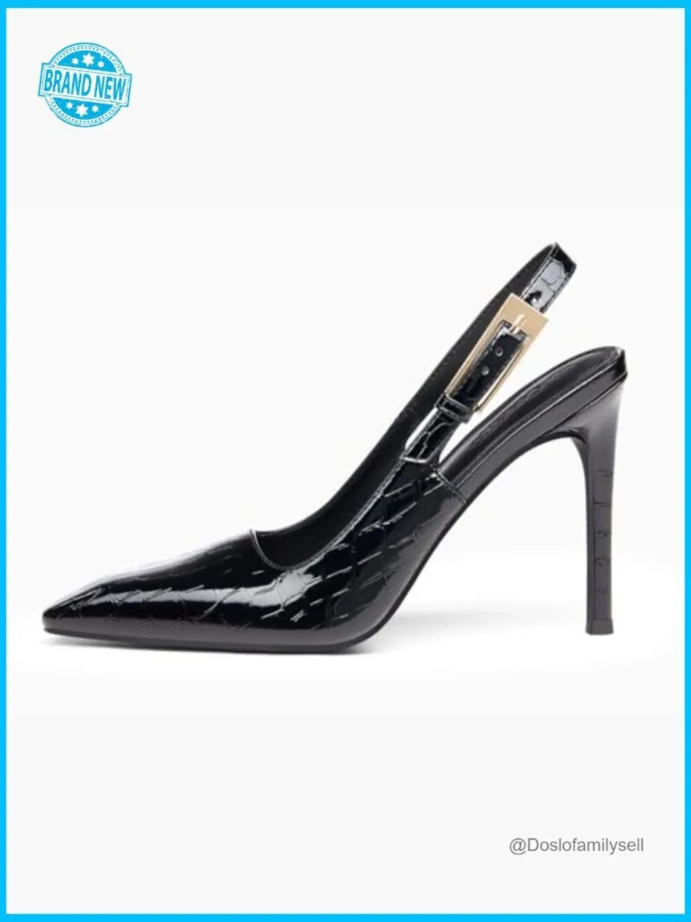 Slingback High Heels Pointed Toe Stilettos Metal Buckle Dress Pump Shoes Women
